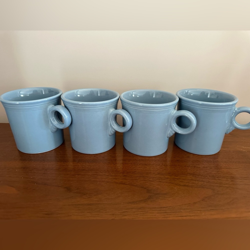 Fiestaware mugs, light blue/periwinkle EUC.